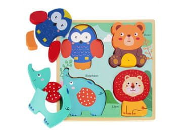 Bam Bam Lesena sestavljanka, izobraževalna živalska sestavljanka za otroke 8m+ BamBam