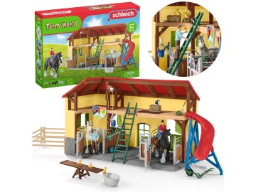Schleich SLH42485 Schleich Farm World - Hlev za konje z opremo 3+