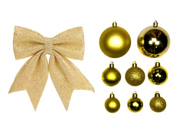 LAALU.cz Komplet božičnih okraskov 73 kosov v luksuzni škatli GOLDEN CHRISTMAS za božično drevo 120-210 cm