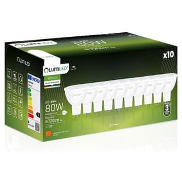LUMILED 10x LED žarnica GU5.3 MR16 8W = 80W 720lm 4000K Nevtralno bela 120° 12V