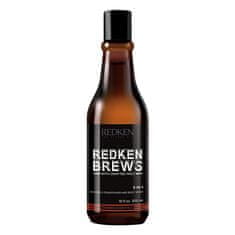 Redken 3 v 1 šampon za Brews (3-In-1 Shampoo, Conditioner and Body Wash) ) 300 ml