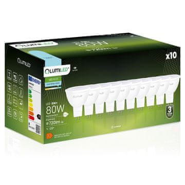 LUMILED 10x žarnica LED GU5.3 MR16 8W = 80W 720lm 6500K Hladno bela 120°