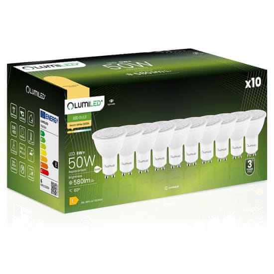 LUMILED 10x žarnica LED GU10 6W = 50W 580lm 3000K Topla bela 180° NASTAVLJIVA 24° 36° 60°