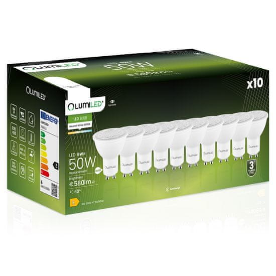 LUMILED 10x žarnica LED GU10 6W = 50W 580lm 4000K Nevtralno bela NASTAVLJIVA 24° 36° 60°