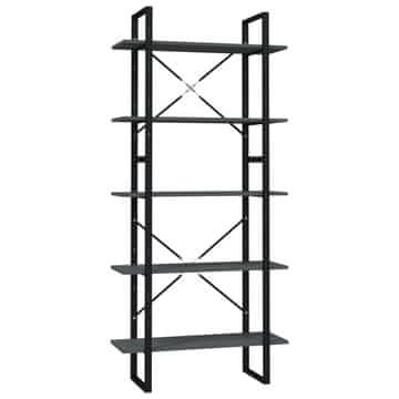 Vidaxl Knjižna omara 5-nadstropna siva 80x30x175 cm inženirski les