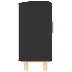 Vidaxl Komoda črna 105x30x60 cm trdna borovina in naravni ratan