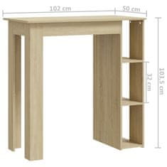 Vidaxl Barska miza s polico sonoma hrast 102x50x103,5 cm iverna pl.