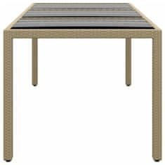 Vidaxl Vrtna miza 190x90x75 cm kaljeno steklo in poli ratan bež