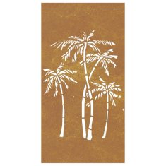 Vidaxl Vrtna stenska dekoracija 105x55 cm corten jeklo palme