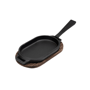 GINO D'ACAMPO Litoželezna gladka ponev z lesenim podstavkom