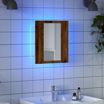 Vidaxl vidaXL Kopalniška omarica z ogledalom in LED svetilko, starinski les, 40x12x45 cm