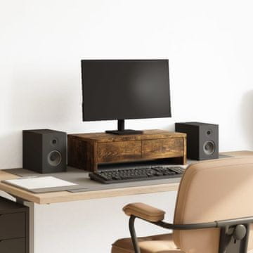 Vidaxl vidaXL Stojalo za monitor s predali, zoglenel hrast, 50x27x15 cm