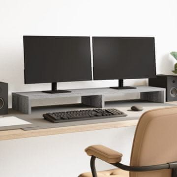 Vidaxl vidaXL Stojalo za monitor, sivo, hrast sonoma, 100x27x10 cm