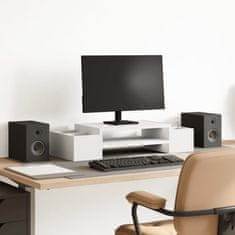 Vidaxl Stojalo za monitor s policami bela 70x27x15 cm inženirski les