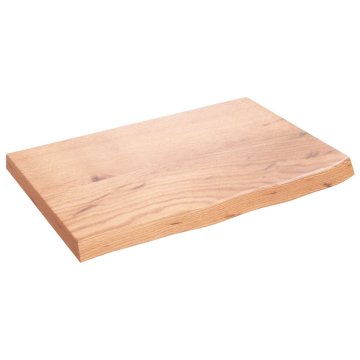 Vidaxl Stenska polica svetlo rjava 60x40x(2-4) cm trdna hrastovina