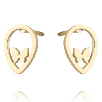 Flamenco Mystique Elegantne pozlačene uhane iz kirurškega jekla 14 karatov proizvajalca Xuping