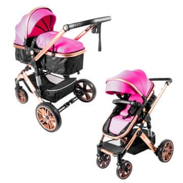 Aga Kombinirani voziček 2v1 Črno/Roza