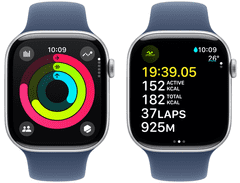 Apple Watch S10 pametna ura, 46mm, srebrno ohišje z modrim športnim paščkom, M/L (mwwm3qh/a)