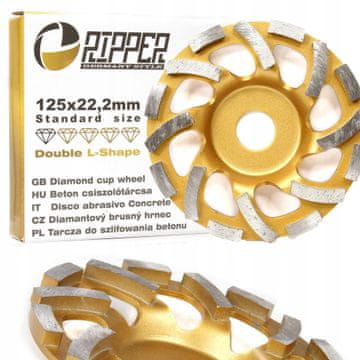 MAR-POL Diamantna segmentna plošča za brušenje betona dvojna L 125×22,2mm