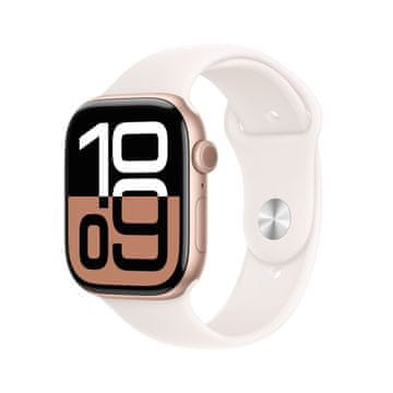 Apple Watch S10 GPS pametna ura, 46mm, bež ohišje iz aluminija z bež športnim paščkom, M/L (mwwu3qh/a)