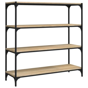 Vidaxl Knjižna omara sonoma hrast 100x33x100 cm inž. les in jeklo