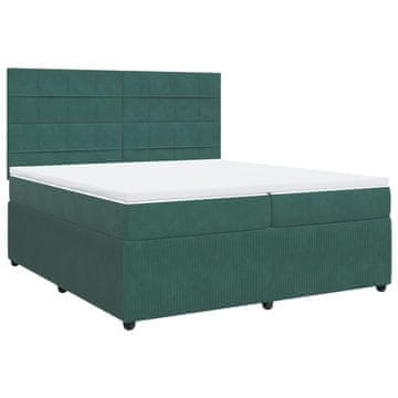 Vidaxl Box spring postelja z vzmetnico temno zelena 200x200 cm žamet