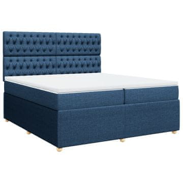 Vidaxl Box spring postelja z vzmetnico modra 200x200 cm blago