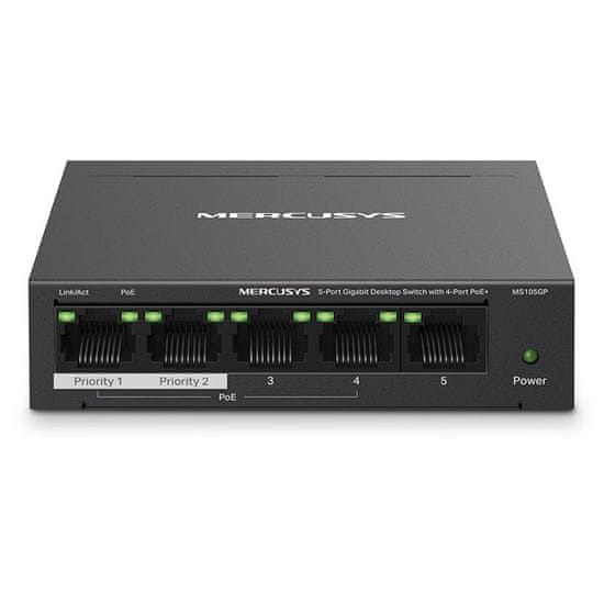 Mercusys mrežno stikalo, gigabitno, 5-portno, 4x PoE+ (MS105GP)