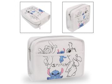 Disney Stitch Disney Bela potovalna kozmetična torbica, eko usnje, prostorna 23x18x7cm