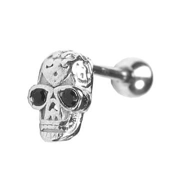 Troli Piercing uhani Lobanja s črnimi kristali