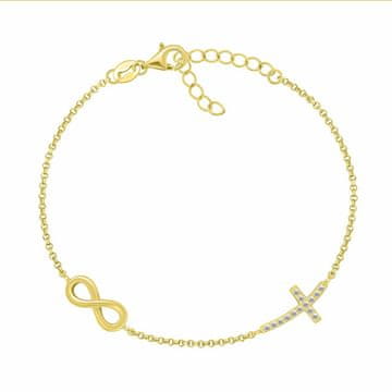 Brilio Silver Ženska pozlačena zapestnica Infinity & Cross BRC178Y