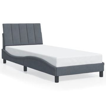 Vidaxl Posteljni okvir brez vzmetnice Hanko temno siv 80x200 cm žamet
