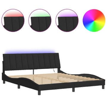 Vidaxl Posteljni okvir z LED brez vzmetnice Hanko črn 180x200 cm žamet