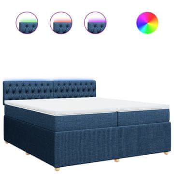 Vidaxl Box spring postelja z vzmetnico modra 200x200 cm blago