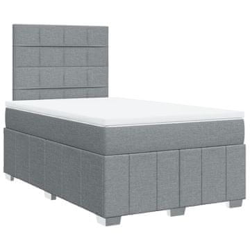 Vidaxl Boxspring postelja z vzmetnico svetlo siva 120x190 cm blago