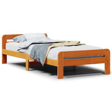 Vidaxl Posteljni okvir brez vzmetnice voščeno rjav 75x190 cm borovina