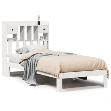 Vidaxl Knjižna postelja brez vzmetnice bela 75x190 cm trdna borovina