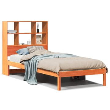 Vidaxl Knjižna postelja brez vzmetnice vošč. rjava 75x190 cm borovina