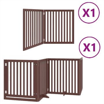 Vidaxl Ograda za pse z vrati zložljiva 6 panelov rjava 480 cm les
