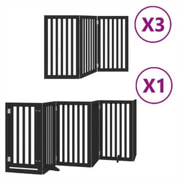 Vidaxl Ograda za pse z vrati zložljiva 15 panelov črna 750 cm les