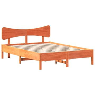 Vidaxl Posteljni okvir brez vzmetnice voščeno rjav 135x190 cm borovina