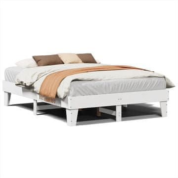 Vidaxl Posteljni okvir brez vzmetnice bel 140x200 cm trdna borovina