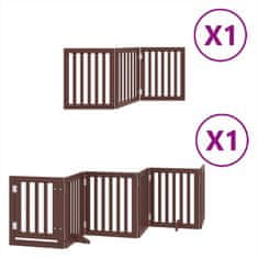 Vidaxl Ograda za pse z vrati zložljiva 9 panelov rjava 450 cm les