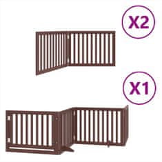 Vidaxl Ograda za pse z vrati zložljiva 8 panelov rjava 640 cm les