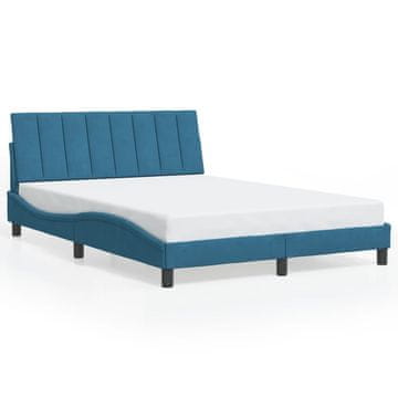 Vidaxl Posteljni okvir brez vzmetnice Hanko moder 140x190 cm žamet