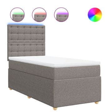 Vidaxl Box spring postelja z vzmetnico taupe 80x200 cm blago
