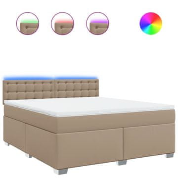 Vidaxl Box spring postelja z vzmetnico kapučino 180x200cm umetno usnje