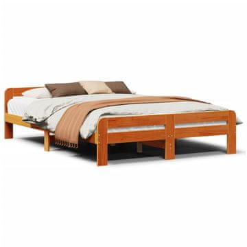 Vidaxl Posteljni okvir brez vzmetnice voščeno rjav 160x200 cm borovina
