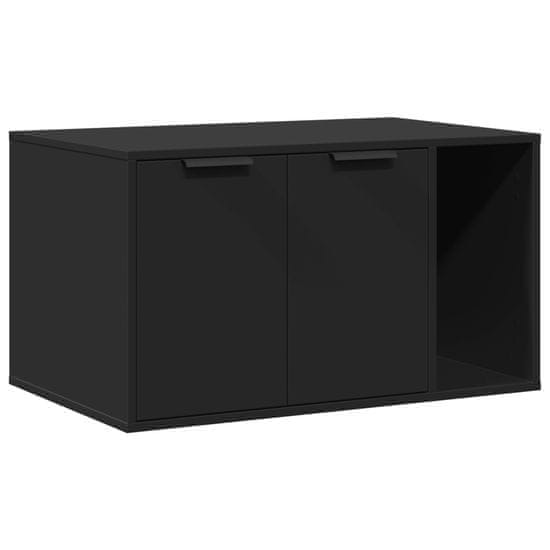 Vidaxl Omara za mačje stranišče črna 80x50x45 cm inženirski les