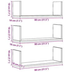 Vidaxl Stenska polica 3 kosi sonoma hrast 80x18x18 cm inženirski les